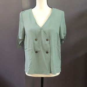 Green Monteau top